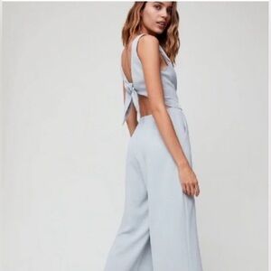 NWT ARITZIA WILFRED ECOULEMENTE Elegant Sleeveless Romper in Mint Blue (US 0)